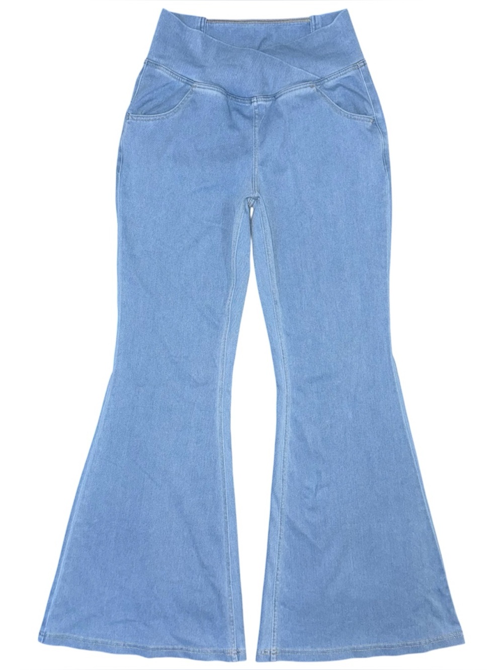 Halara Flex High Rise Crossover Flare Pull On Jeans Sz M Bell Bottom Pants NWT